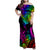 LGBT History Month Family Matching Off Shoulder Maxi Dress and Hawaiian Shirt Polynesian Hammerhead Shark LT01 Mom's Dress Rainbow - Polynesian Pride