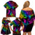 LGBT History Month Family Matching Off Shoulder Short Dress and Hawaiian Shirt Polynesian Hammerhead Shark LT01 - Polynesian Pride