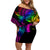 LGBT History Month Family Matching Off Shoulder Short Dress and Hawaiian Shirt Polynesian Hammerhead Shark LT01 Mom's Dress Rainbow - Polynesian Pride