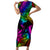 LGBT History Month Family Matching Short Sleeve Bodycon Dress and Hawaiian Shirt Polynesian Hammerhead Shark LT01 Mom's Dress Rainbow - Polynesian Pride