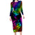 LGBT History Month Long Sleeve Bodycon Dress Polynesian Hammerhead Shark LT01 Long Dress Rainbow - Polynesian Pride