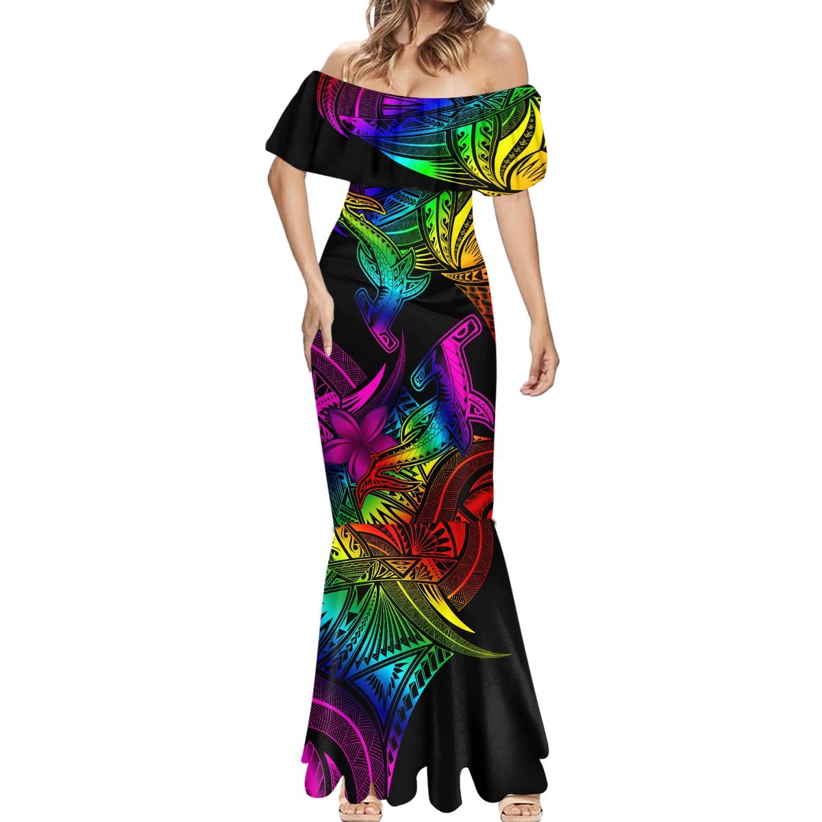 LGBT History Month Mermaid Dress Polynesian Hammerhead Shark LT01 - Polynesian Pride