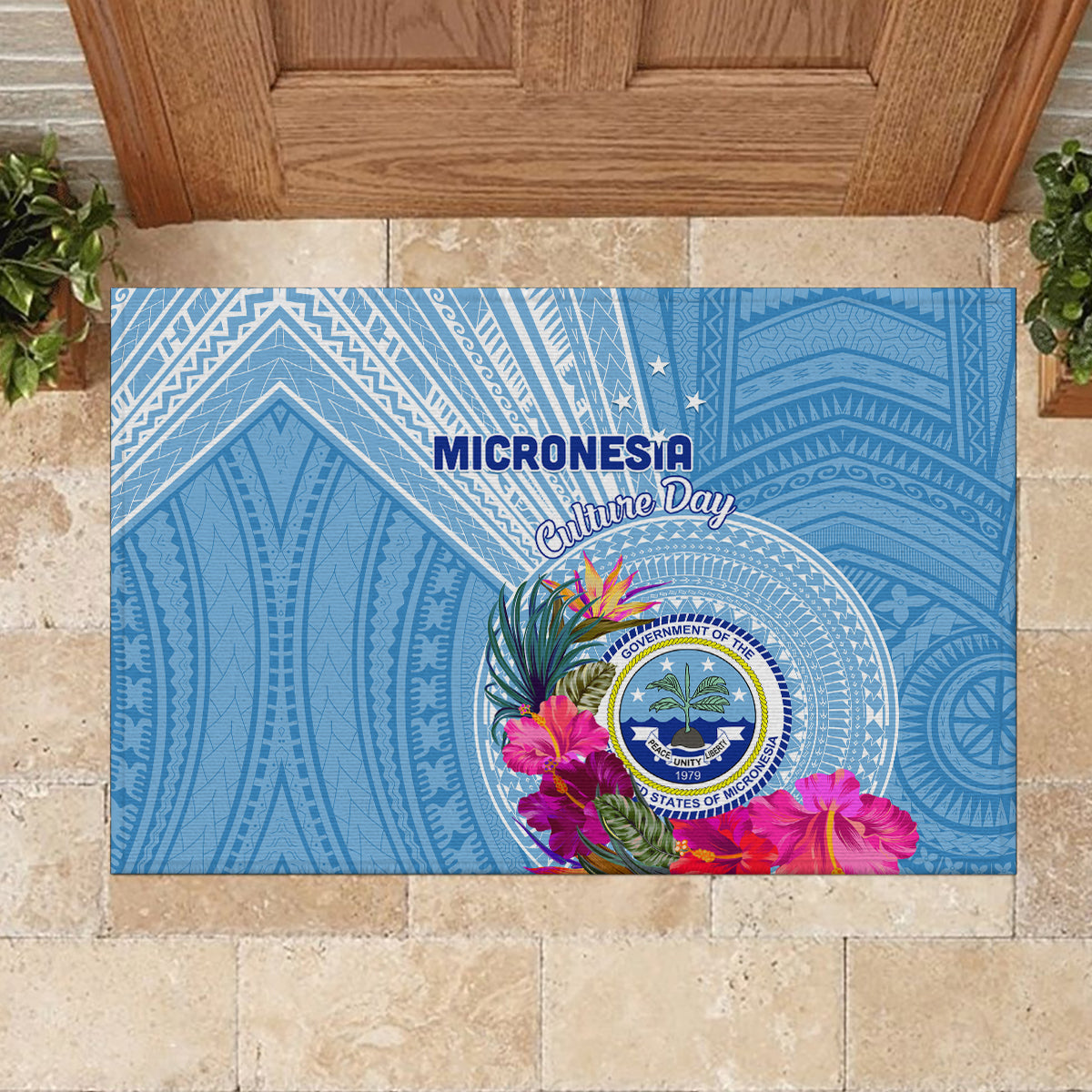 Micronesia Culture Day Rubber Doormat Tribal Pattern Tropical Style LT01 - Polynesian Pride