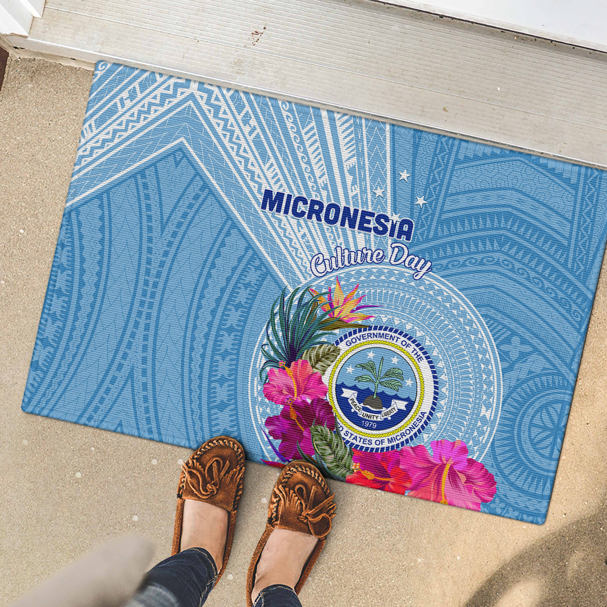 Micronesia Culture Day Rubber Doormat Tribal Pattern Tropical Style LT01 - Polynesian Pride