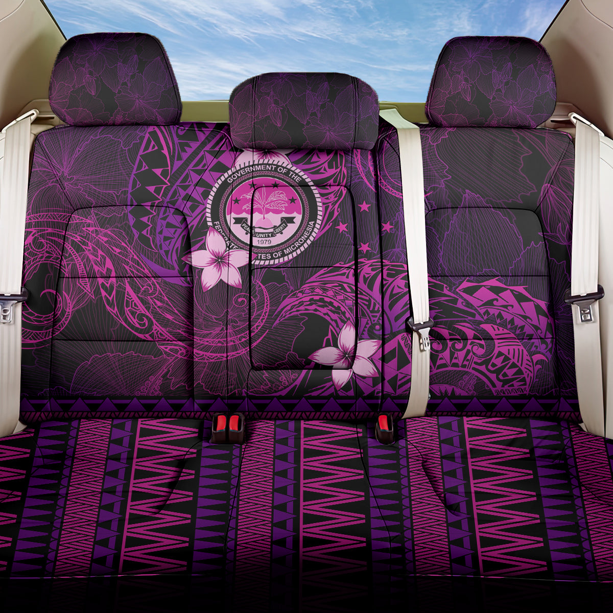 FSM Culture Day Back Car Seat Cover Tribal Pattern Pink Version LT01 One Size Pink - Polynesian Pride