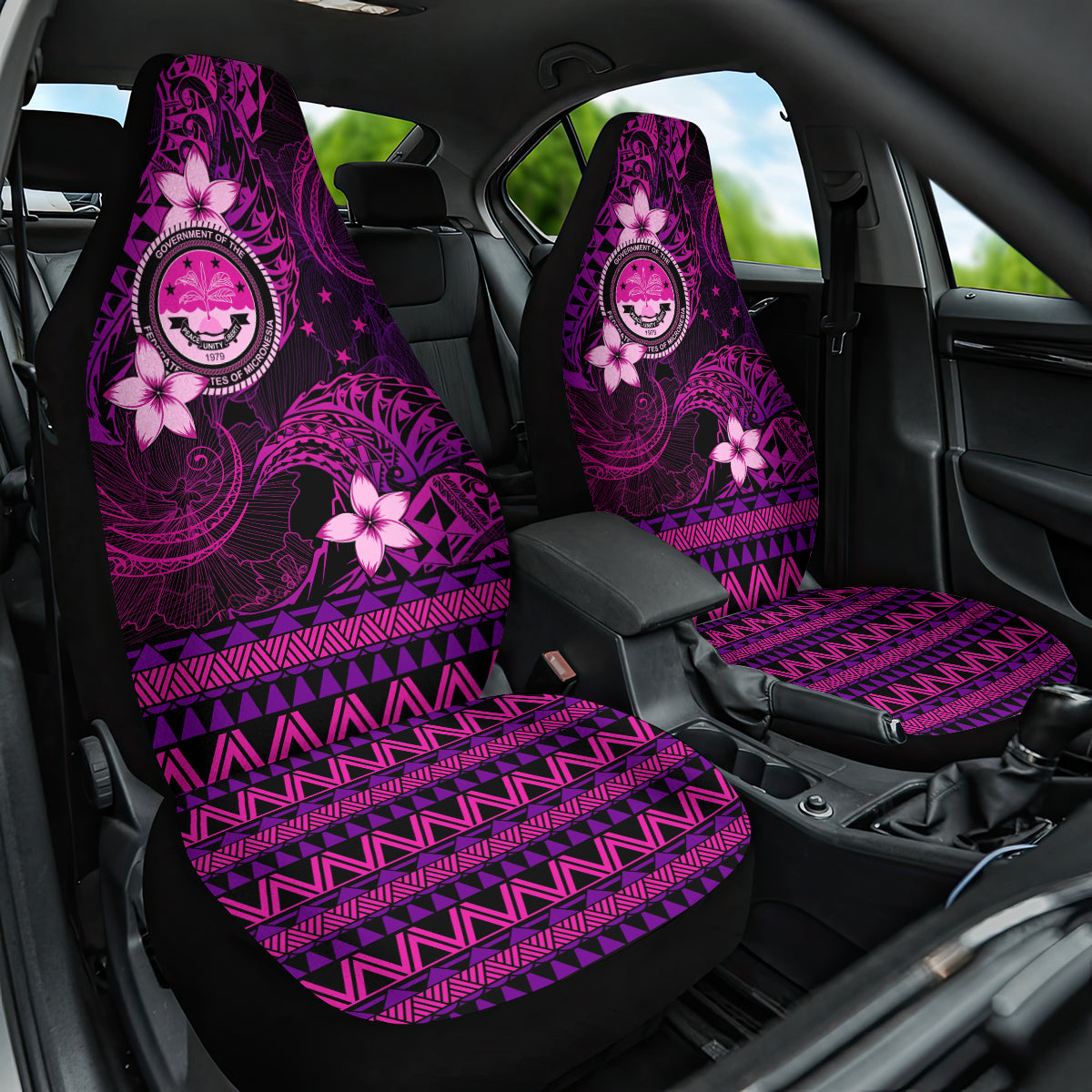 FSM Culture Day Car Seat Cover Tribal Pattern Pink Version LT01 One Size Pink - Polynesian Pride