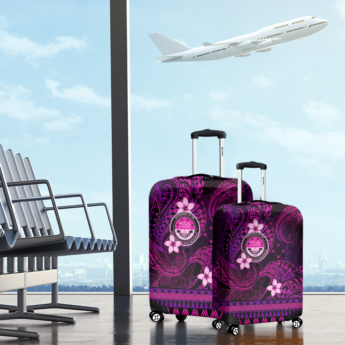 FSM Culture Day Luggage Cover Tribal Pattern Pink Version LT01 - Polynesian Pride