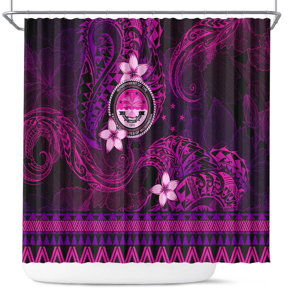 FSM Culture Day Shower Curtain Tribal Pattern Pink Version LT01 Pink - Polynesian Pride