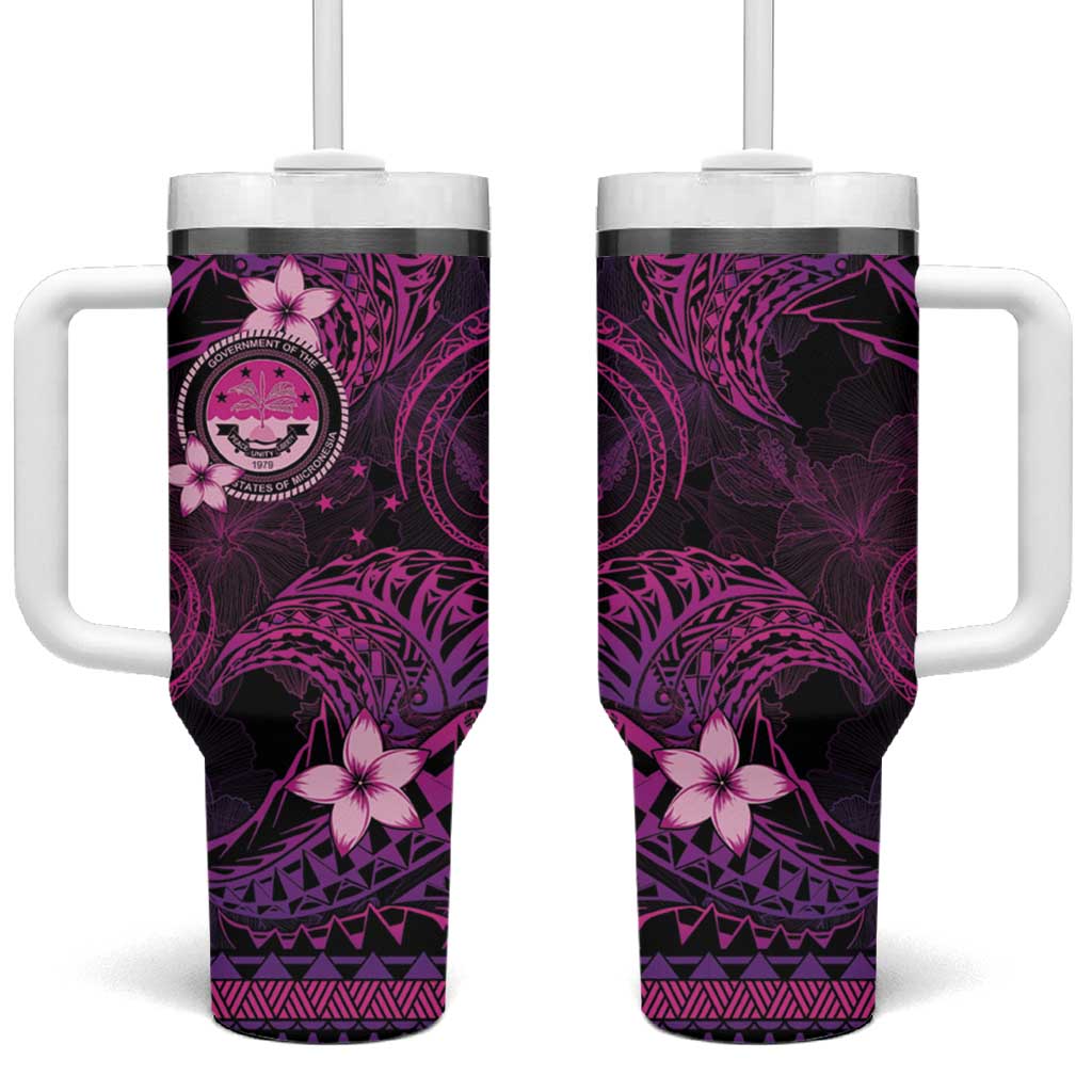 FSM Culture Day Tumbler With Handle Tribal Pattern Pink Version LT01 One Size: 40 oz Pink - Polynesian Pride