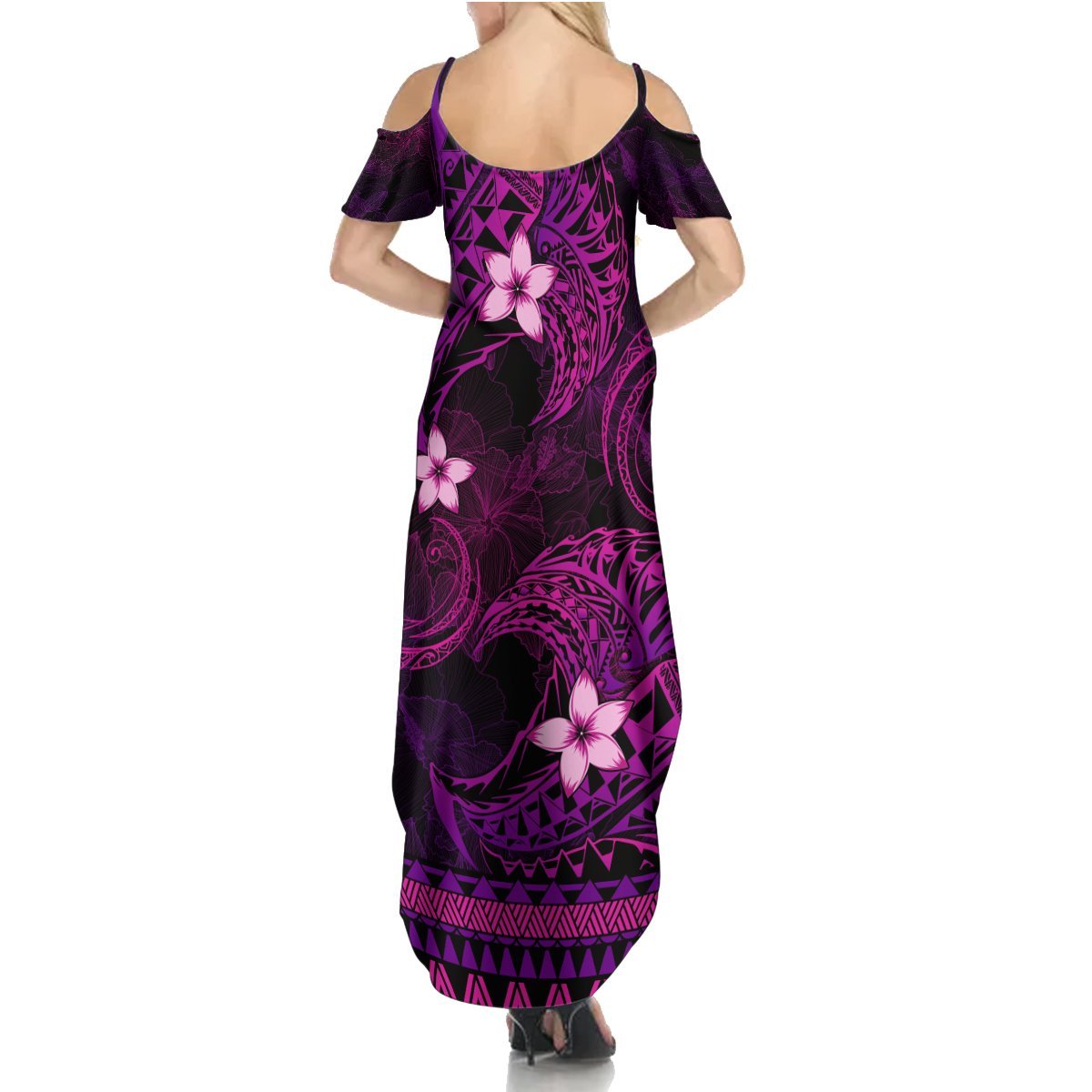 FSM Chuuk State Summer Maxi Dress Tribal Pattern Pink Version LT01 - Polynesian Pride