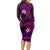 FSM Kosrae State Long Sleeve Bodycon Dress Tribal Pattern Pink Version LT01 - Polynesian Pride