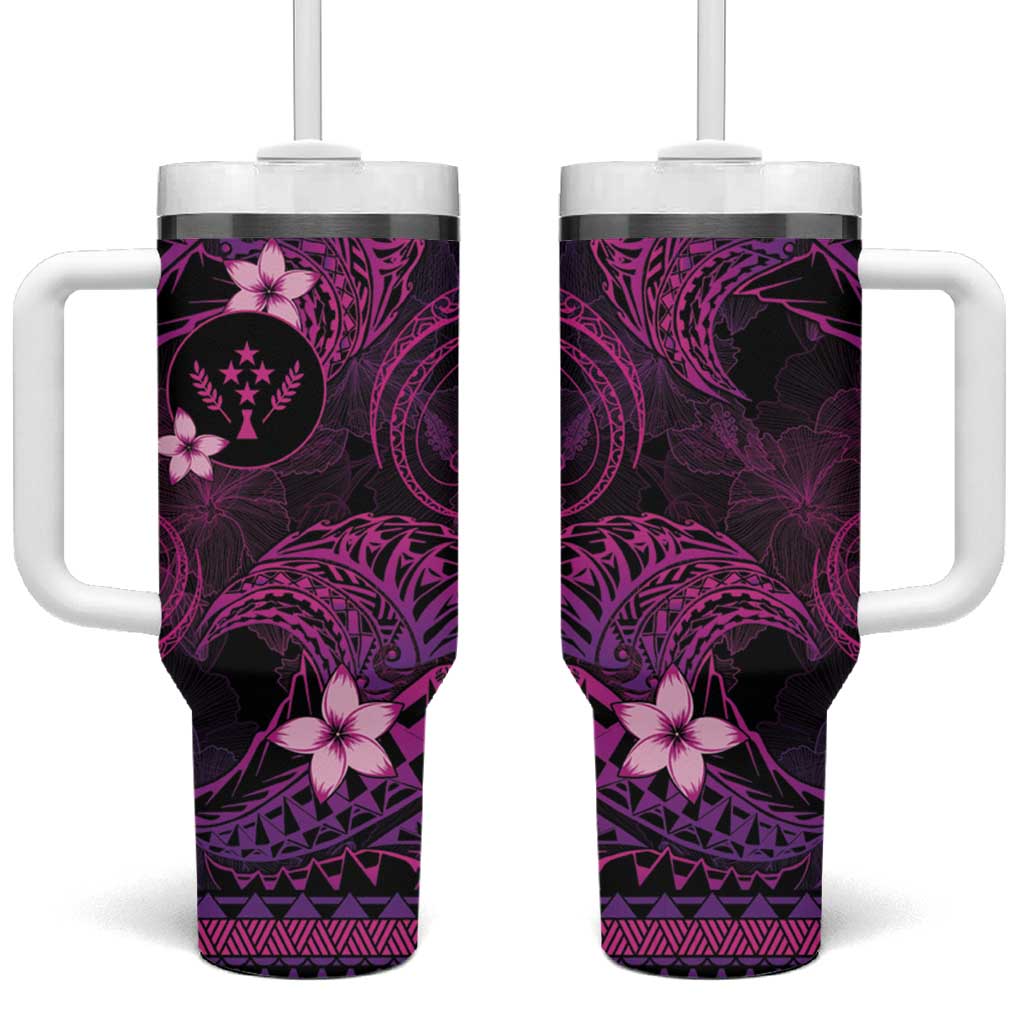 FSM Kosrae State Tumbler With Handle Tribal Pattern Pink Version LT01 One Size: 40 oz Pink - Polynesian Pride