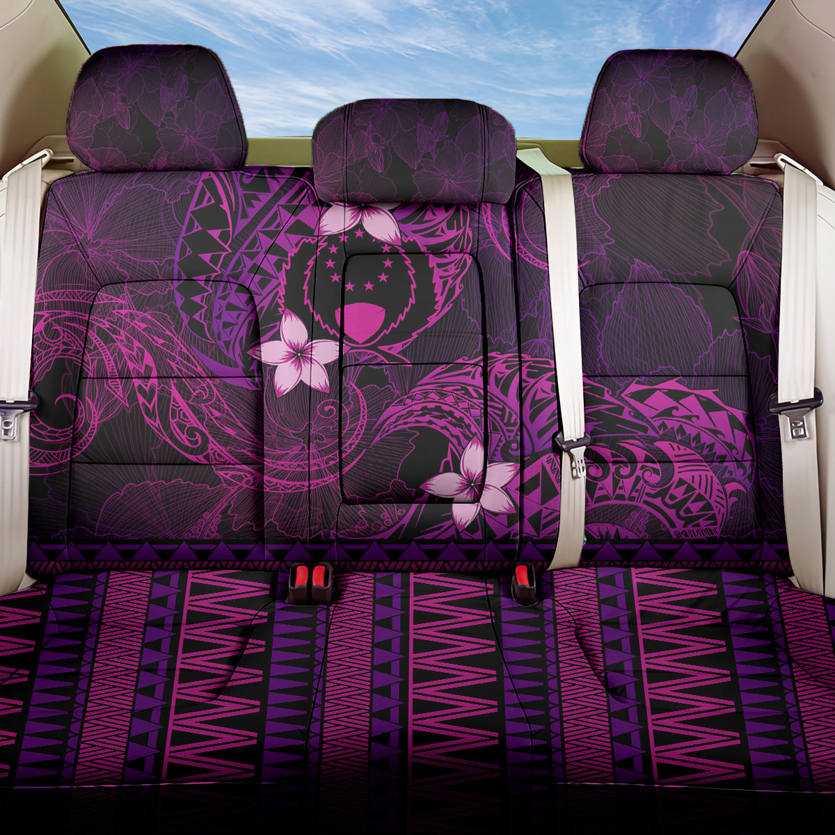 FSM Pohnpei State Back Car Seat Cover Tribal Pattern Pink Version LT01 One Size Pink - Polynesian Pride