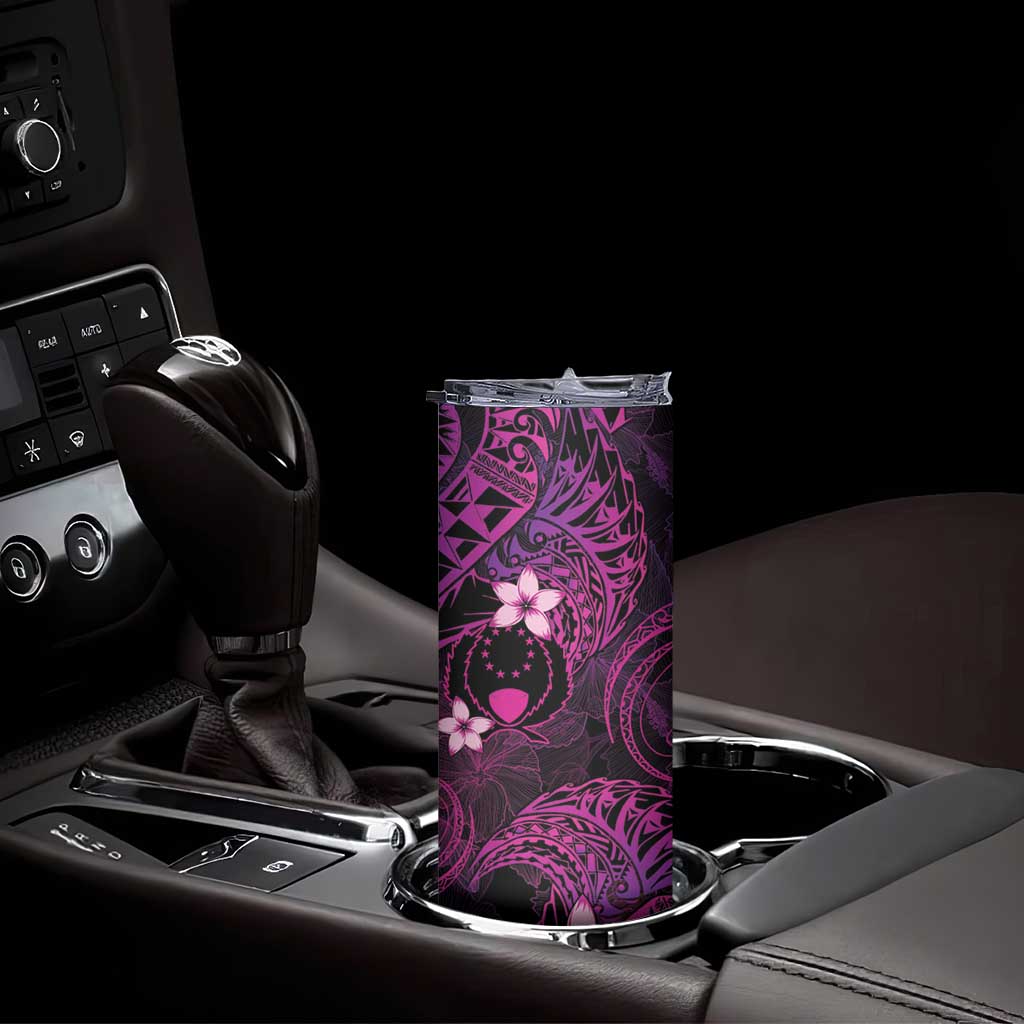 FSM Pohnpei State Skinny Tumbler Tribal Pattern Pink Version LT01 - Polynesian Pride