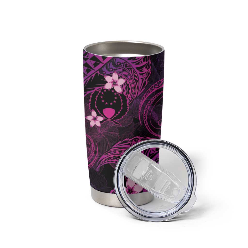 FSM Pohnpei State Tumbler Cup Tribal Pattern Pink Version LT01 - Polynesian Pride