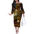 FSM Culture Day Family Matching Off Shoulder Long Sleeve Dress and Hawaiian Shirt Tribal Pattern Gold Version LT01 Mom's Dress Gold - Polynesian Pride