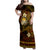 FSM Culture Day Family Matching Off Shoulder Maxi Dress and Hawaiian Shirt Tribal Pattern Gold Version LT01 Mom's Dress Gold - Polynesian Pride