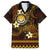 FSM Culture Day Family Matching Puletasi and Hawaiian Shirt Tribal Pattern Gold Version LT01 Dad's Shirt - Short Sleeve Gold - Polynesian Pride