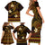 FSM Culture Day Family Matching Short Sleeve Bodycon Dress and Hawaiian Shirt Tribal Pattern Gold Version LT01 - Polynesian Pride