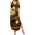 FSM Culture Day Family Matching Summer Maxi Dress and Hawaiian Shirt Tribal Pattern Gold Version LT01 Mom's Dress Gold - Polynesian Pride