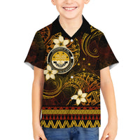 FSM Culture Day Kid Hawaiian Shirt Tribal Pattern Gold Version LT01 Kid Gold - Polynesian Pride