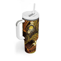 FSM Culture Day Tumbler With Handle Tribal Pattern Gold Version LT01 - Polynesian Pride