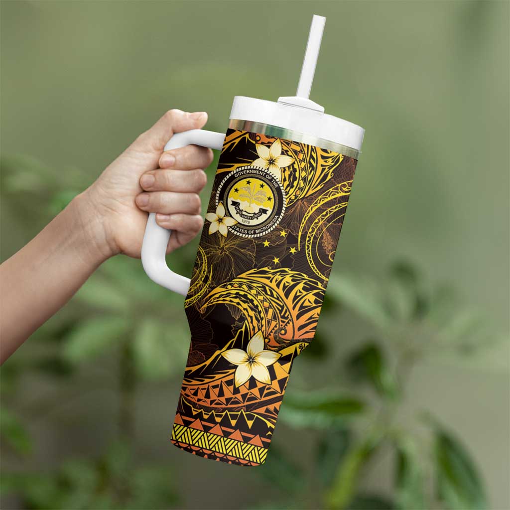 FSM Culture Day Tumbler With Handle Tribal Pattern Gold Version LT01 - Polynesian Pride