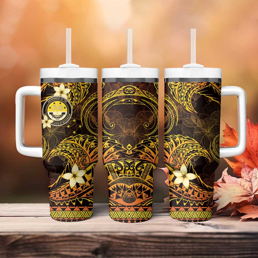 FSM Culture Day Tumbler With Handle Tribal Pattern Gold Version LT01 - Polynesian Pride