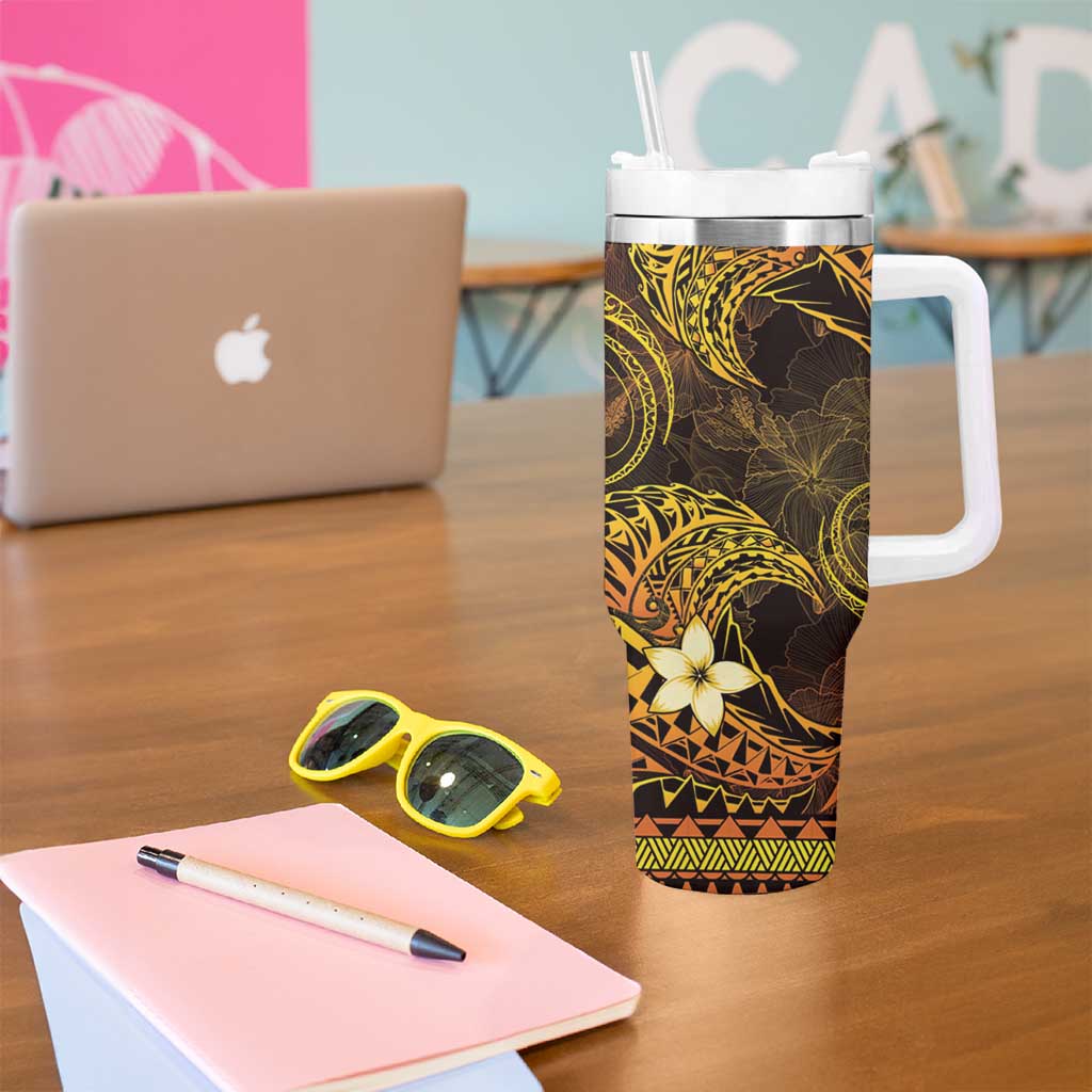 FSM Culture Day Tumbler With Handle Tribal Pattern Gold Version LT01 - Polynesian Pride