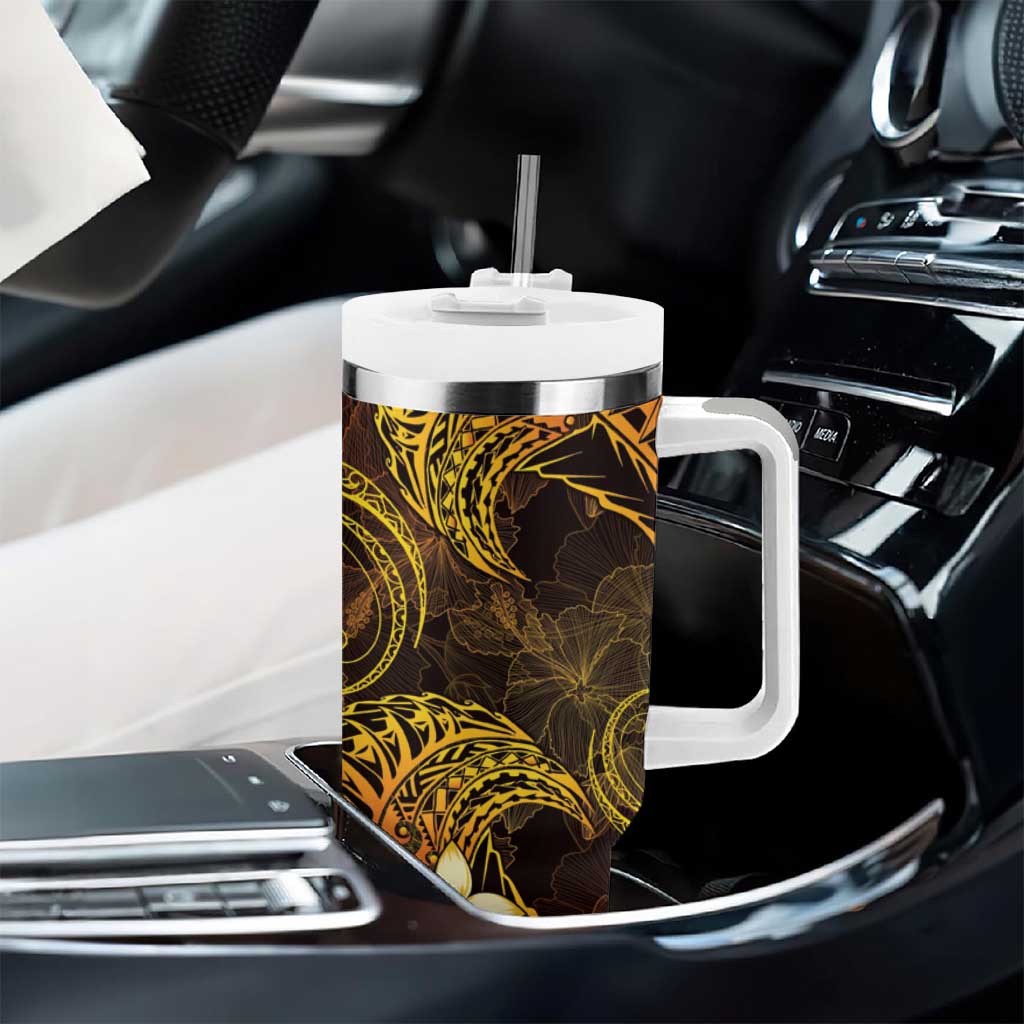 FSM Culture Day Tumbler With Handle Tribal Pattern Gold Version LT01 - Polynesian Pride