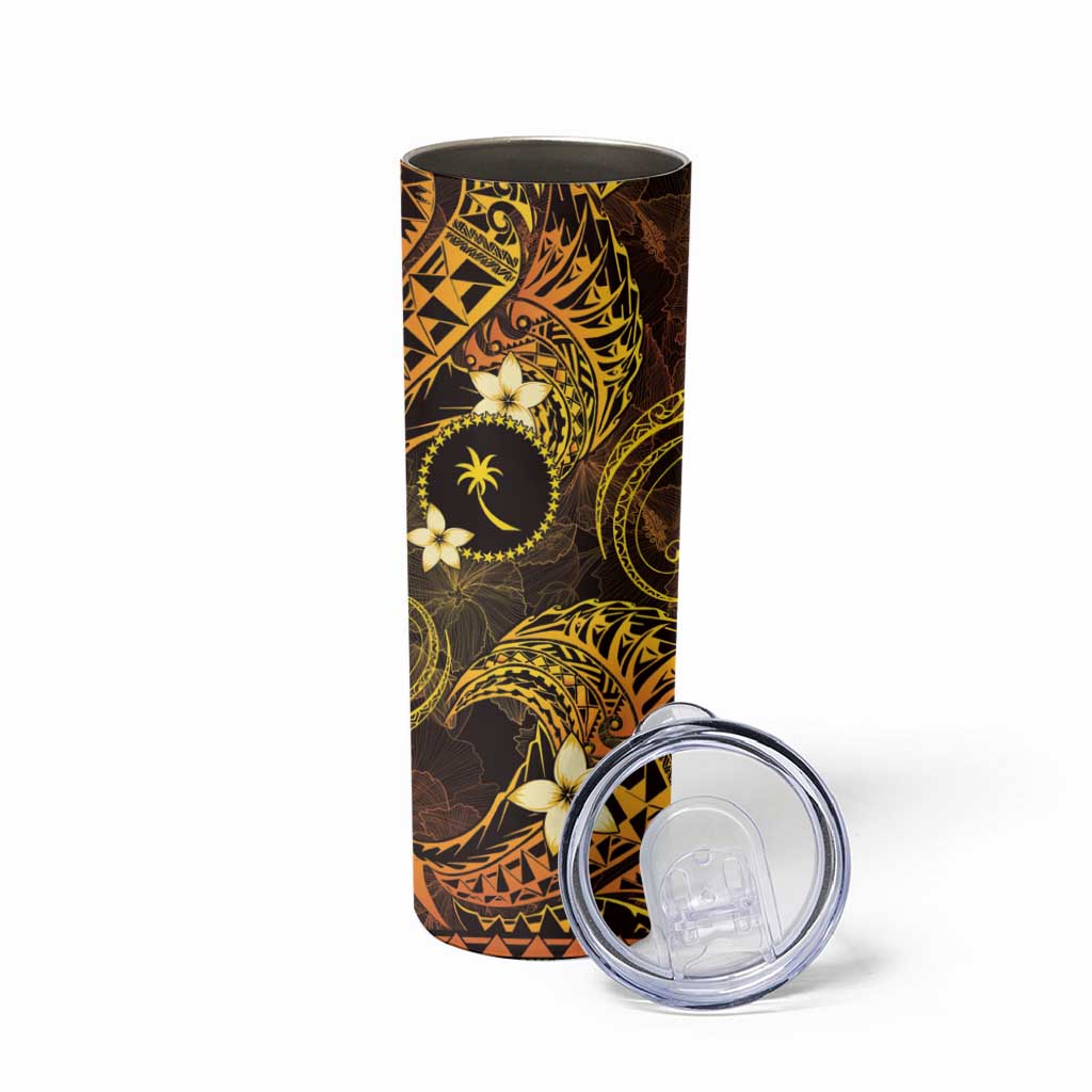 FSM Chuuk State Skinny Tumbler Tribal Pattern Gold Version LT01 - Polynesian Pride