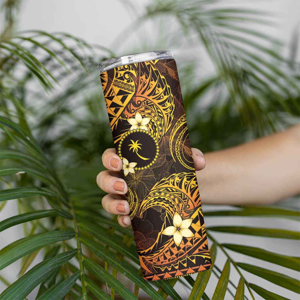 FSM Chuuk State Skinny Tumbler Tribal Pattern Gold Version LT01 - Polynesian Pride