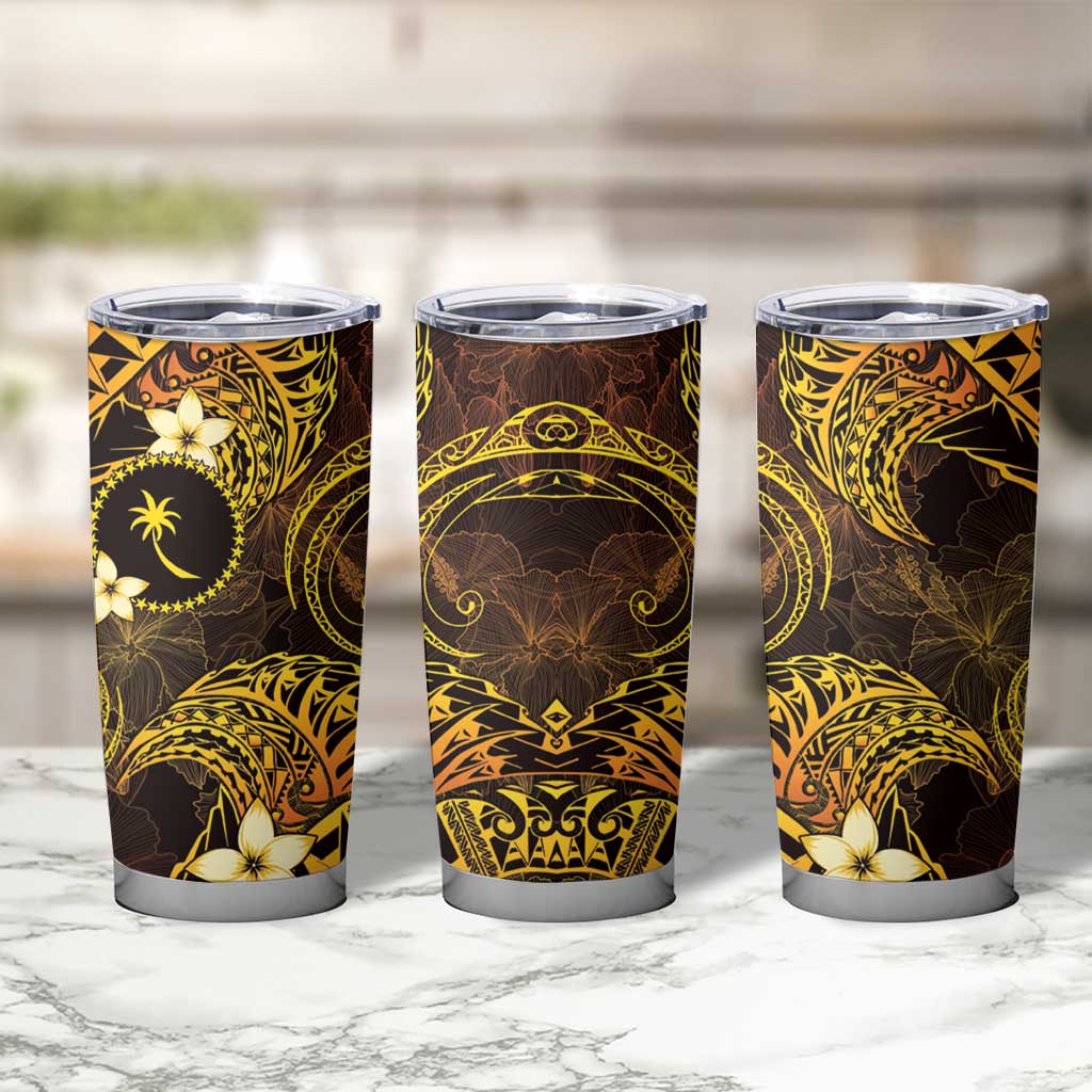 FSM Chuuk State Tumbler Cup Tribal Pattern Gold Version LT01 - Polynesian Pride