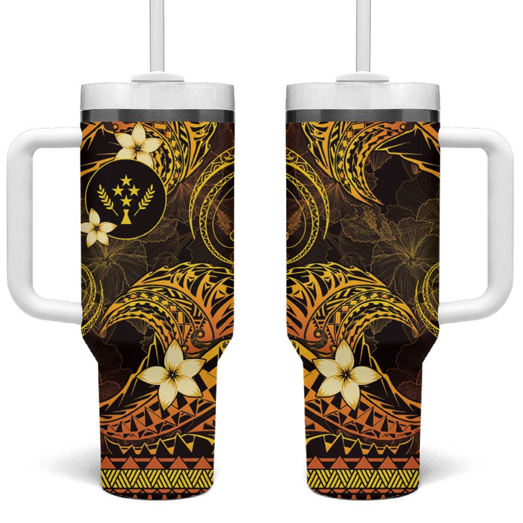 FSM Kosrae State Tumbler With Handle Tribal Pattern Gold Version LT01 One Size: 40 oz Gold - Polynesian Pride