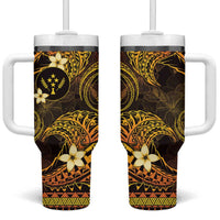 FSM Kosrae State Tumbler With Handle Tribal Pattern Gold Version LT01 One Size: 40 oz Gold - Polynesian Pride