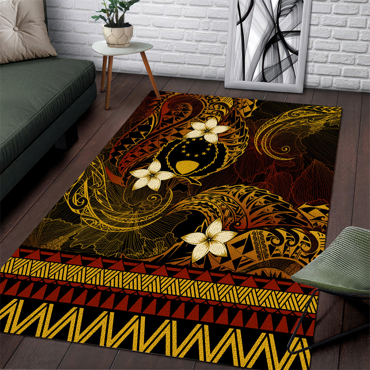 FSM Pohnpei State Area Rug Tribal Pattern Gold Version LT01 Gold - Polynesian Pride