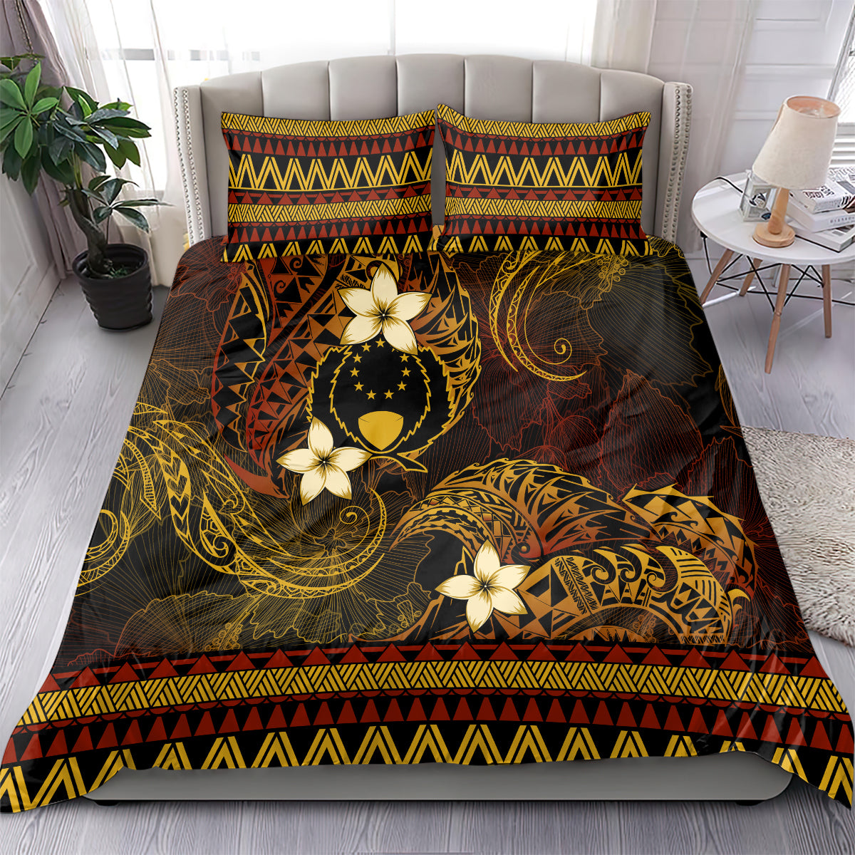 FSM Pohnpei State Bedding Set Tribal Pattern Gold Version LT01 - Polynesian Pride