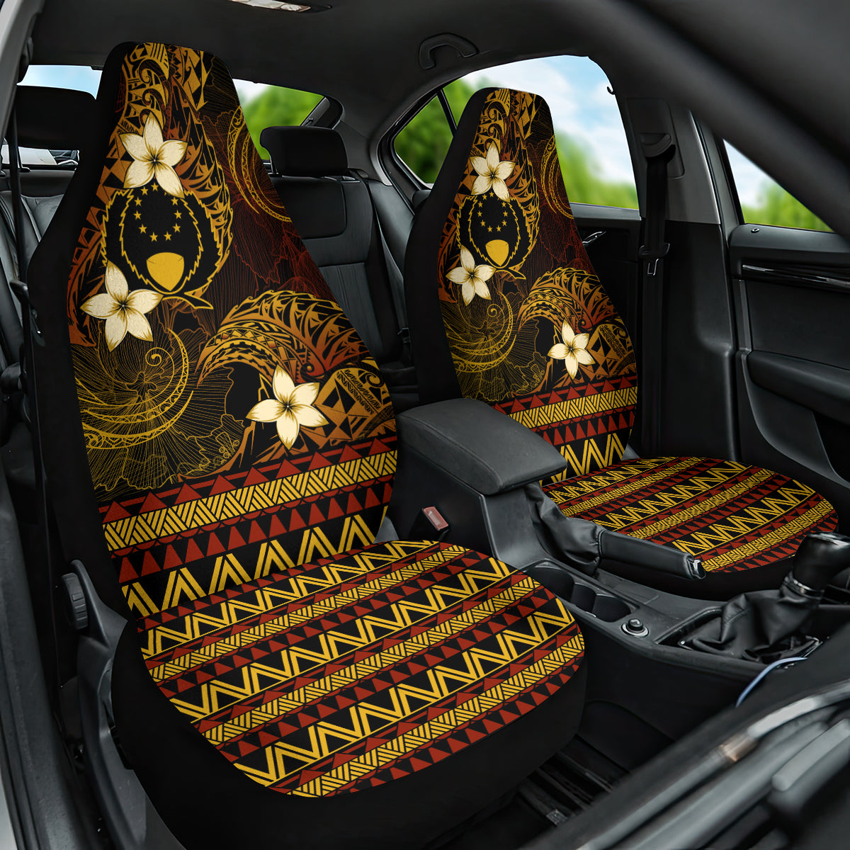 FSM Pohnpei State Car Seat Cover Tribal Pattern Gold Version LT01 One Size Gold - Polynesian Pride