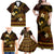 FSM Pohnpei State Family Matching Off Shoulder Maxi Dress and Hawaiian Shirt Tribal Pattern Gold Version LT01 - Polynesian Pride