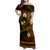 FSM Pohnpei State Family Matching Off Shoulder Maxi Dress and Hawaiian Shirt Tribal Pattern Gold Version LT01 Mom's Dress Gold - Polynesian Pride