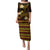 FSM Pohnpei State Family Matching Puletasi and Hawaiian Shirt Tribal Pattern Gold Version LT01 Mom's Dress Gold - Polynesian Pride