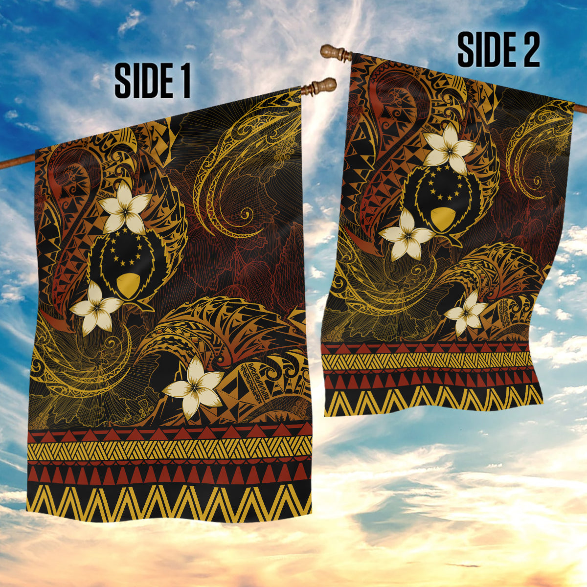FSM Pohnpei State Garden Flag Tribal Pattern Gold Version LT01 - Polynesian Pride