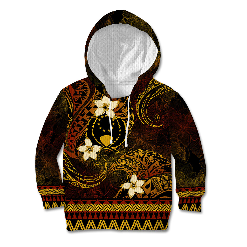 FSM Pohnpei State Kid Hoodie Tribal Pattern Gold Version LT01 Hoodie Gold - Polynesian Pride