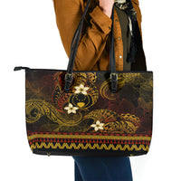 FSM Pohnpei State Leather Tote Bag Tribal Pattern Gold Version LT01 - Polynesian Pride
