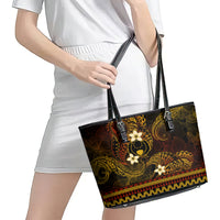 FSM Pohnpei State Leather Tote Bag Tribal Pattern Gold Version LT01 - Polynesian Pride