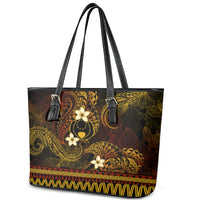 FSM Pohnpei State Leather Tote Bag Tribal Pattern Gold Version LT01 - Polynesian Pride