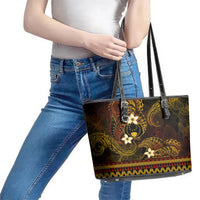 FSM Pohnpei State Leather Tote Bag Tribal Pattern Gold Version LT01 - Polynesian Pride