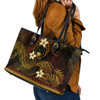 FSM Pohnpei State Leather Tote Bag Tribal Pattern Gold Version LT01 - Polynesian Pride