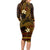 FSM Pohnpei State Long Sleeve Bodycon Dress Tribal Pattern Gold Version LT01 - Polynesian Pride