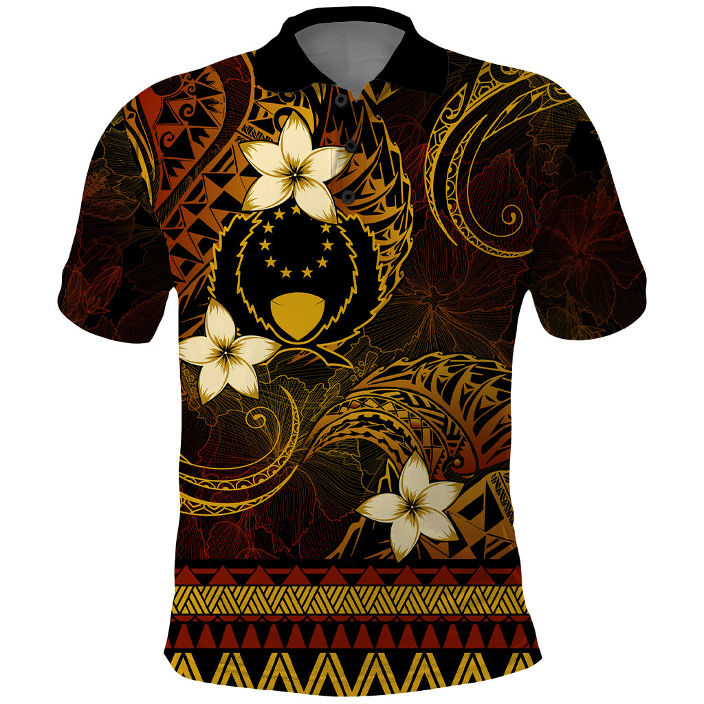 FSM Pohnpei State Polo Shirt Tribal Pattern Gold Version LT01 Gold - Polynesian Pride